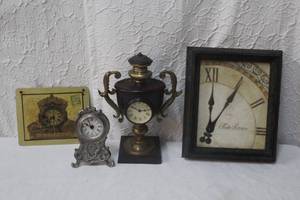 lot 250 image: Trophy Handled French Design Cast Iron Bronze Mantle Clock Faux and more clocks see all pictures