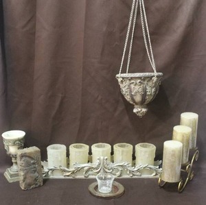 lot 257 image: Hanging Planter and candle holders and more see pictures
