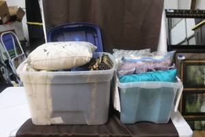 lot 267 image: 2 totes full of throw pillows