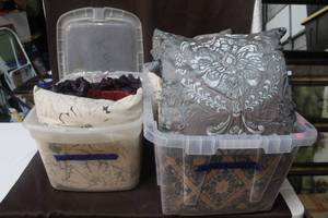 lot 268 image: 2 totes full of throw pillows