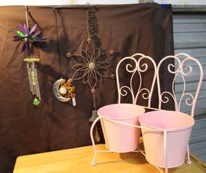 lot 321 image: Wind chimes and plant stand