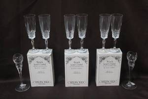 lot 349 image: Cherbourg 6 French lead crystal full leaded 24% french crystal and candle holders