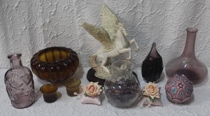lot 354 image: Pegasus horse the wing has a small chip on it as seen in pictures and mixed lot of vases and more see pictures