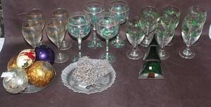 lot 367 image: Christmas glasses and plates and more see pictures