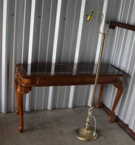 lot 403 image: lamp and side table with glass