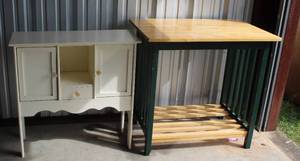 lot 405 image: side table dresser and kitchen island table