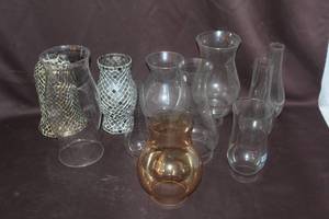 lot 393 image: Mixed Lot of  GLASS HURRICANE LAMP CANDLE CHIMNEY GLOBE SHADE