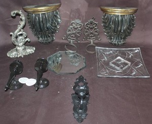 lot 435 image: Decorative wall shelves candle holders mirror tray and more see pictures