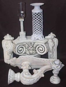 lot 436 image: Wall hanging shelf and decor and candle holders