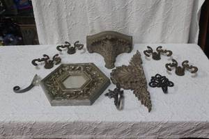 lot 454 image: Mixed Lot of decorative wall hooks wall shelf and more see pictures