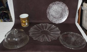lot 476 image: Glass serving trays and a glass cake dome and more see pictures