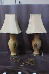 lot 489 image: Two extremely heavy marble lamps (X2) probably about 35lbs each or more