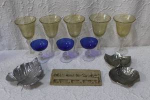 lot 485 image: Hand blown glasses and the last super wall art and more see pictures