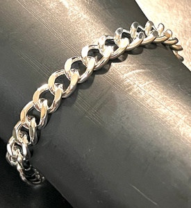 lot 7 image: Eternity Handmade .925 Silver Cuban Chain Bracelet&nbsp