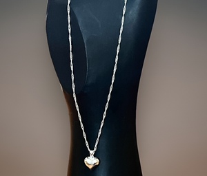 lot 12 image: .925 Sterling Silver Heart-Shaped Pendant Necklace