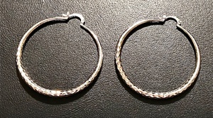 lot 46 image: Pair of Elegant .925 Sterling Silver Large Hoop Earrings&nbsp