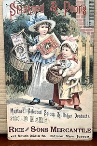 lot 59 image: Stickney &amp Poors Metal Advertising Sign for Rice and Sons Mercantile