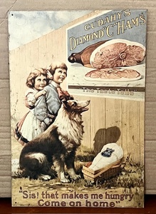 lot 60 image: Cudahys Diamond C Hams Metal Advertising Signs