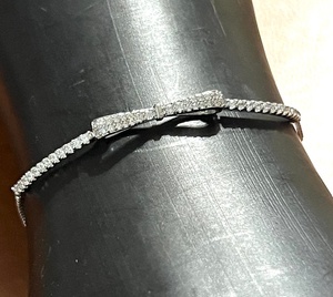 lot 96 image: .925 Sterling Silver Elegant &amp Adjustable Bow Bracelet&nbsp