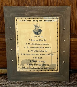 lot 99 image: Framed John Waynes Ten Commandments&nbsp