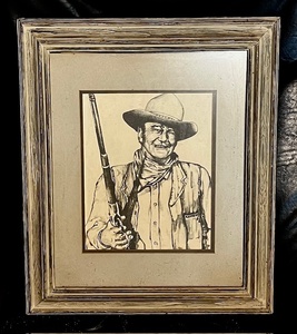 lot 100 image: Framed John Wayne Art