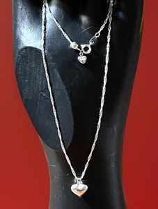 lot 105 image: .925 Sterling Silver Heart-Shaped Pendant Necklace