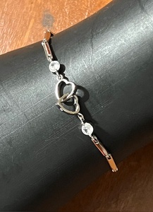 lot 111 image: .925 Sterling Silver Double Heart Bracelet