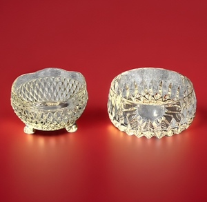 lot 136 image: Vintage Indiana Glass, Diamond Point-Scalloped Edge, 3 Foot Candy Dish &amp Vintage Gorham Althea Cut Lead Crystal Glass Serving Bowl&nbsp&nbsp