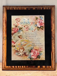 lot 159 image: Vintage Rockabye Baby Poem in Foil Wooden Wall Hanging by Wendy Lyn 9.5 x 11.5