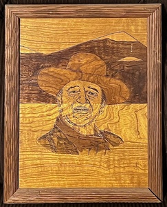lot 166 image: Unique John Wayne Framed Wood Art