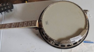 lot 407 image: banjo head with part of handle and resonator, unknown brand