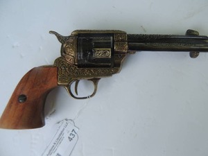 lot 437 image: Colt M- 1973 single action army gold engraved - non firing- replica