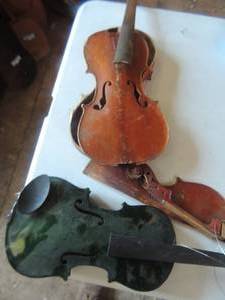 lot 842 image: violin bodies and neck pieces