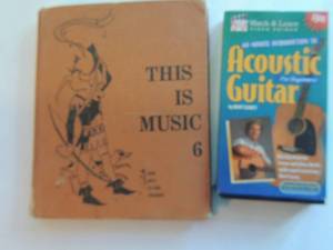 lot 873 image: VHS - acoustic guitar watch and learn    plus this is music 6 book - 1963