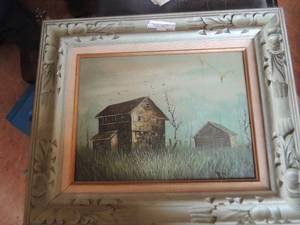 lot 464 image: art - acrylic on canvas farm barn seen- frame 1923--- art 1216