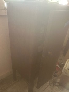 lot 1408 image: bowed front cabinet claw feet dark wood