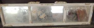 lot 1431 image: white frame 3 section mirror approx 12x54