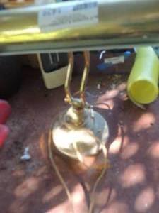 lot 1439 image: brass banker lamp x 2