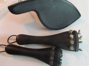 lot 1529 image: violin chin rest and tailpiece qty 2