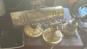 lot 905 image: bankerspiano lamps qty 3 and slim data storage