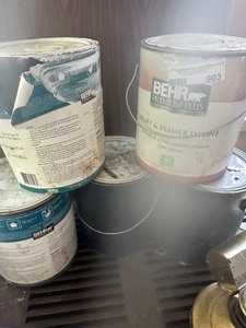 lot 903 image: 5 cans partial of Behr paint