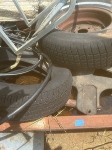 lot 1839 image: trailer with contents, wheels, ladder