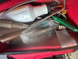 lot 1608 image: piano tool bag with tools