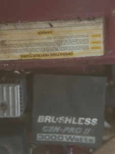 lot 1618 image: brushless gen pro 2 3000 watt need pull rope reattached