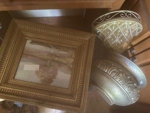 lot 1641 image: art and two wall sconce