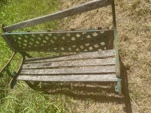 lot 1649 image: metal and wood park bench needs repairs