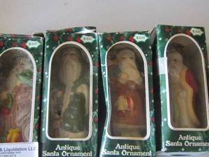 lot 35 image: qty 4 antique Santa ornaments