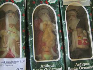 lot 37 image: qty 3 antique Santa ornaments