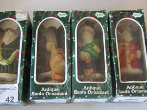 lot 42 image: qty 4 antique Santa ornaments