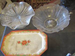 lot 72 image: Mikori Ware bowl HAND PAINTED  JAPAN  -  Clear glass dish  X